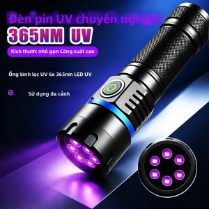 Kensun | Đèn Pin UV 120W 365nm Mạnh Mẽ Ánh Sáng Đen Sạc USB C Gương Đen Đèn Tia Cực Tím Phát Hiện Kèm Pin 26650 Dùng Cho Trường Hợp Khẩn Cấp Ngoài Trời