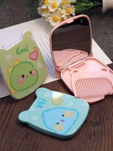 Bộ Gương Nhỏ Có Chổi Gấp Cỡ Nhỏ Có Nắp Lật Kiểu Nhật Bản Hoạt Hình Tươi Mới Để Trang Điểm Di Động Dụng Cụ Vệ Sinh Cá Nhân
