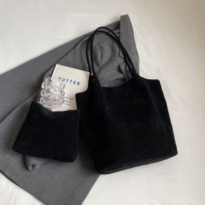 Túi Đeo Vai Nữ Da Lộn Phong Cách Retro Dung Tích Lớn Kiểu Dáng Giản Dị Có Khóa Kéo Đa Năng Màu Trơn Chất Liệu Da PU Thích Hợp Để Làm Thủ Công