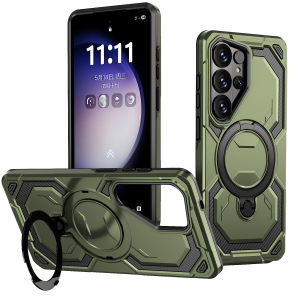 szhaiyu | Heavy Duty Armor for Magsafe Magnetic Phone Case for Samsung S26 Ultra S25 Plus S24 S23  FE A07 A17 A56 A36 A16 A06 Stand Cover
