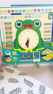 Wooden Calendar clock board for toddles and preschool kid. Early learning toys. My first clock.HEYBABE.