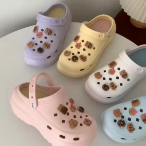 รองเท้าหัวโตผู้หญิง  ส้นสูง 8-9 ซม สีพาสเทล พร้อมตัวติด รองเท้าแตะส้นจึก สีพาสเทล งานยาง EVA รองเท้าแฟชั่น SUN8694-PASTEL