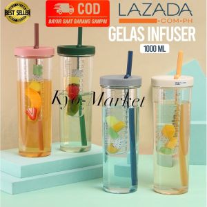 BOTOL MINUM INFUSED WATER DENGAN SEDOTAN LIPAT BOTOL MINUM INFUSER 1000 ML| BOTOL MINUM TRANSPARAN| SANGAT IDEAL UNTUK GYM KE KANTORPERJALANAN/DI LUAR RUMAH| BOTOL MINUM OLAHRAGA| BOTOL MINUM VIRAL| BOTOL