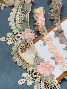 เส้นด้ายโพลีเอสเตอร์สีสันสดใสสำหรับปัก DIY ทำมือ ขอบดอกไม้ละลายน้ำ วัสดุเสริมสำหรับเสื้อผ้าสไตล์โลเรตา