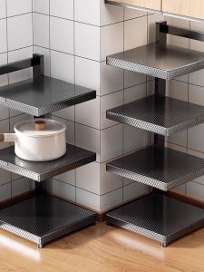 Multi-Functional Kitchen Storage Rack Pot Holder Sink Stove Layered Pot Placement Metal Material Nordic Style Rustproof Shelf
