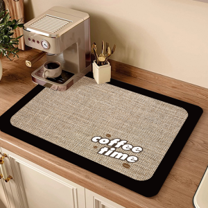 Water Absorbent Coffee Machine Desktop Mat Quick Dry Non-Slip Kitchen Dish Draining Pad Bar Counter Silicone Country Style