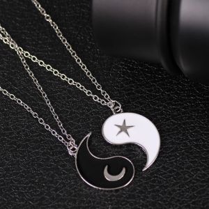 👫Couple necklace for women Retro Round Tai Chi Yin Yang Pendant necklaces aesthetic silver necklace for men Fashion Jewelry couples gift ideas necklace couple love 2pcs necklace for friendship Friends Gift Women Fashion Choker Necklaces For Best Friend
