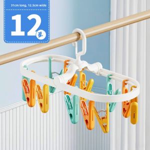 Foldable Socks Drying Rack with Multiple Clips Underwear Clothesline Baby Folding Socks Drying Tool Nordic Style Plastic Clothes Hanger