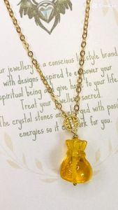 Uplifting with Good Mood Amber 18k Gold Necklace Spiritual Healing