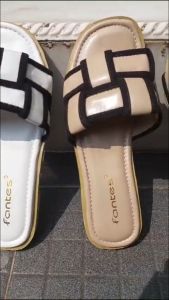 Fantes (Bayardi Tempat/COD) Sandal Wanita Teplek Kampas - Sandal Flat Wanita Fashion Korea Terbaru - Sandal Flat Motif Kotak - Sandal Terlaris - Sandal Teplek Rumahan