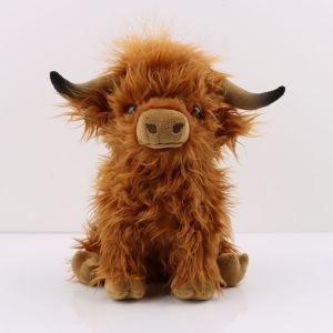Highland Cattlle Plush Kyloe Cow Stuffed Animal Bull Realistic Soft Cuddly Farm Toy Plushie Home Room Decor Gift for Baby Kids