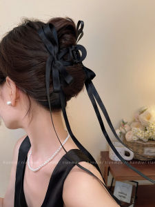 Princess Ribbon Bowknot Grip Ballet Style Elegant Hair Clip Womens Back Head Exquisite Fancy Shark Clip Headdress