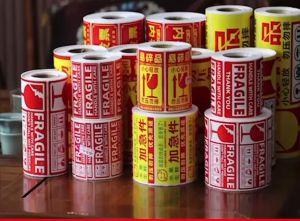1000pcs Stiker Fragile Lakban Fragile Merah 60 X 40 Mm Sticker Fragile Kpop Unboxing Sticker Roll / Sticker Jangan Dibanting Sticker 1 Roll