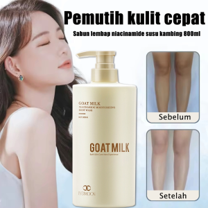 Sabun Mandi Pemutih Susu Kambing 800ml Memutihkan melembapkan dan meremajakan kulit. Wanginya tahan lama cocok untuk pria dan wanita.