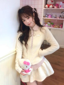 DUOMIAOTU | Cute Short Petite Rich Girl Miu Style College Preppy Early Autumn Dress