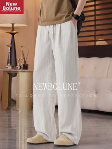 NEW BOLUNE | Mens Flax Linen Thin and Loose Casual Trousers