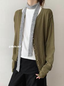 Mofan Designer Woolen Scarf Womens Narrow Warm Pure Color Spring Autumn Fashionable Versatile Small Wrap around Neck Scarf