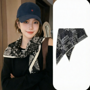 BILLI ZILLY | Black Print Silk Scarf