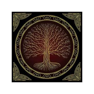 Khăn Trải Bàn Tarot Cây Sự Sống Màu Xanh Nhạt Họa Tiết Nút Thắt Celtic Dùng Cho Wicca Phù Thủy Thiền Định Tâm Linh Trang Trí Giặt Máy Được Phong Cách Hiện Đại.