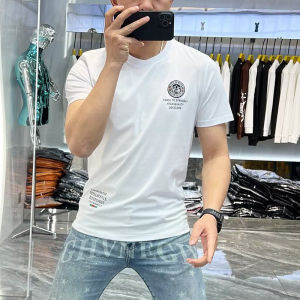 เสื้อยืดคอกลมแขนสั้นผ้าคอตตอนเนื้อเดี่ยวสำหรับผู้ชาย ทรงสลิมฟิต พิมพ์ลายตัวอักษร สีแดง ระบายอากาศได้ดี เสื้อยืดคอกลม