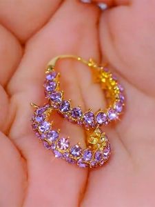 Elegant Purple Diamond-Inlaid Fashionable Minimalist earrings with Industrial Precision Sweet Trendy Accessories