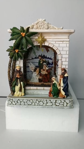 SCHKEY l Holy Family Nativity Glitter with Music Christmas Sculpture Festive Decoration ( 8007 / 8008 )