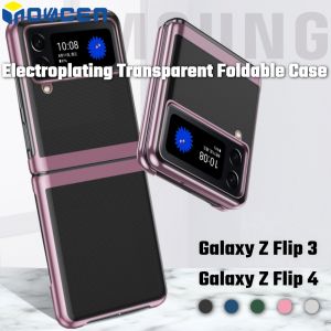 INOVAGEN Foldable Phone Case For Samsung Galaxy Z Flip 4 Flip 3Electroplating Cover with Transparent BackFull ProtectionFingerprint Resistant Multiple Color