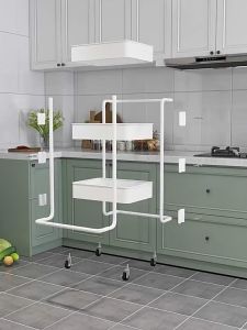 2024 Metal Full Set 3 tier Trolley Kitchen Storage Rack Rolling Utility Cart For Room decor Organizer Shelf With Wheels Storage holder Cart