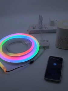 MeeGoo Bluetooth control Energy Saving RGB Neon Light Strip Kit Waterproof DIY Colors Music Sync LED Christmas Decorative Light Silicone Safety