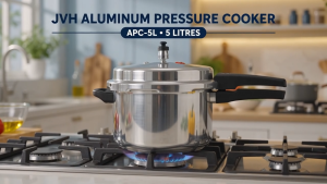 JHV Aluminum Pressure Cooker - 5 Litres 7 Litres 10 Litres - Home Cooking Parties Catering - Wrought Aluminum Food-Grade Gasket Safety Valve Comfort-Grip Handles