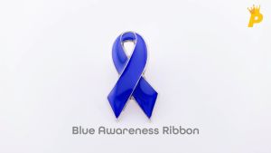 THE PIN EMPIRE Blue Ribbon Double-Sided 3D Enamel Lapel Pin Collar Pin