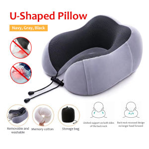 [Local Stock] Memory Foam Headrest Pillow U Shape Pillow Neck Travel Pillow Head Rest Neck Support Bantal Leher Kereta Bantal Travel + Free Cover Bag