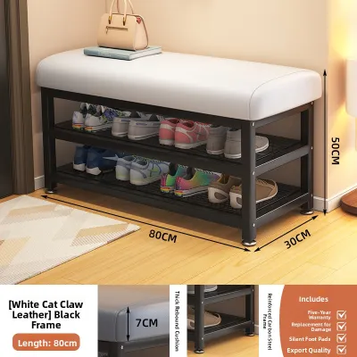 Iron Art Entrance Hall Shoe Rack Home Use Sitting Shoe Bench Integrated Storage Bench for Putting on Shoes And Storing Shoes