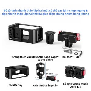 Lồng Nhôm Cho Máy Ảnh DJI Osmo Nano Thumb Có Đế Từ Tính Có Thể Sạc Được 1/4 Vít Gắn Đế Lạnh Cho Mic Mở Rộng Đèn