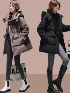 Áo Khoác Cotton Dày Có Mũ Trùm Đầu Cho Nữ Áo Khoác Cotton Dài Vừa Phải Dáng Ôm Cạp Cao Khóa Kéo Tay Dài Mùa Đông 2023