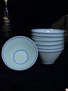 Bát Sứ Cao Nhiệt Độ Không Chì Không Độc Đáo Viền Xanh Cổ Điển Bát Đựng Súp Bát Đựng Cơm Sứ Jingdezhen Tráng Men Dưới Nhiệt Độ