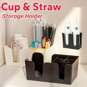 Multifunctional Cup and Straw Holder Disposable Cup Desk Organizers Holder Coffee Milk Tea Bar Storage Holder