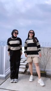 Desain Korea Trendy: Pocky Combi Sweater Couple Atasan Sweater Viral Korean Style