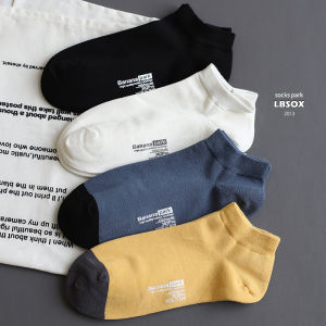 Boneless Thin Socks Mens Spring and Summer Pure Cotton Ankle Socks Stylish Seamless Hot Stamping Fashion All-Match Ins Fashion Low-Top Socks