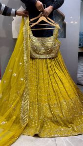 [PRE-ORDER] Semistitched Faux Georgette With Sequence Work Lengha ( Delivery 15 Days )