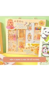 Colorlady - Bộ dụng cụ học tập Capybara 11 món làm quà tặng sinh nhật cho bé set đồ dùng học tập dễ thương có quai xách