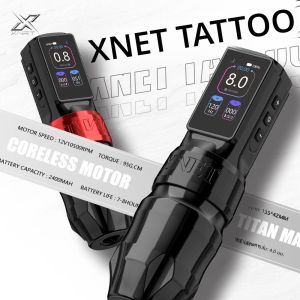 เครื่องสักไร้สาย XNET Titan Max Professional มอเตอร์ไร้แกน 2400 มัลติฟังก์ชั่น หน้าจอสัมผัส แบตเตอรี่ 1-12V สำหรับงานสัก