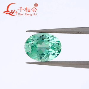 Oval Shape Lab Grown Sapphire Light Green Color with Visible Inclusions for DIY Accessories Jewelry Making