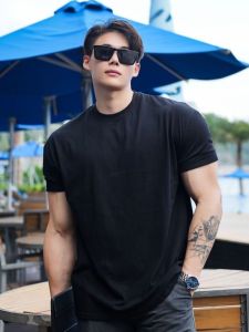 American High-End Short Sleeve Training Fitness Clothes Anti-Wrinkle Quick Dry Polyester Fiber round Neck Regular Fit T-Shirt