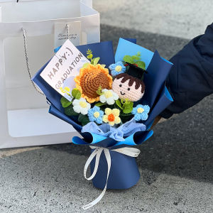 Creative Knitted Wool Flower Bouquet Graduation Gift Kindergarten Leaving Gift Teachers Day Gift Birthday Gift for Friends