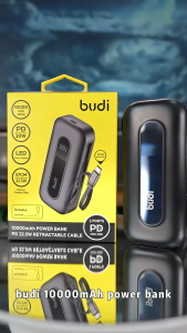 3C CCC Certified BUDI 10000 mAH PD 22.5W POWER BANK RETRACTABLE CABLE (CCC CERTIFIED)