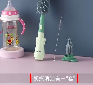 3Pcs/Set Pacifier Bottle Brush Set Baby Silicone Cup Bottle Cleaning Brush Silicone Bottle Brush 360 °Rotation cleaning