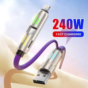 Cáp Sạc Nhanh USB 240W 4 Trong 1 Đa Cổng Type C Dành Cho iPhone Samsung Huawei Xiaomi - Dây Sạc Đa Năng