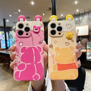 Xiaomi Redmi Note 14 13 12S 12 11 11S 10 9 9 9S 8 Poco C65 X3 Pro F3วินนี่เดอะพูห์ทาสีรูปหมีสตรอเบอร์รี่เคสโทรศัพท์