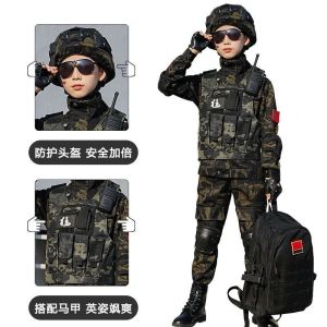 New Spring Summer Autumn Winter Camouflage Outfit for Kids Boys Girls Black Hawk Outdoor Training Clothes Set Full Set Childrens Clothes